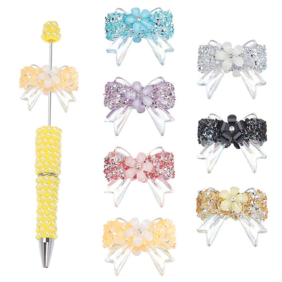 7 шт 7 цвета прозрачные бусины из смолы, бантом