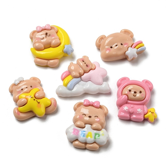 Непрозрачные кабошоны из смолы, медведь, разнообразные