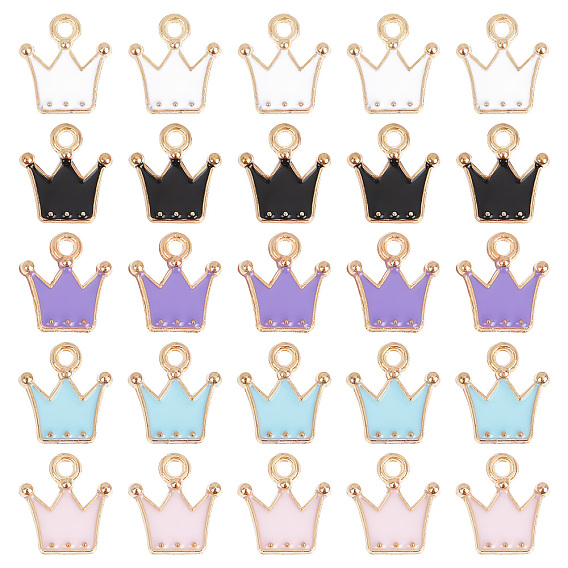 60 шт 5 цвета сплава эмаль подвески, корона, золотой свет