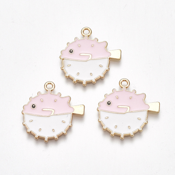 Pendentifs en alliage, sans cadmium et sans plomb, avec l'émail, poisson, or et de lumière