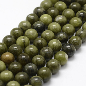Natural Chinese Jade/Southern Jade Beads Strands, Round