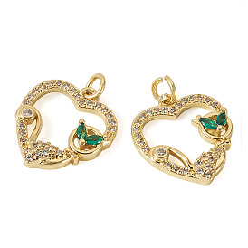 2 кулоны из латуни с микрочастицами и кубическим цирконием., сердце прелести, с целью перехода в кольце, реальный 18 k позолоченный, без кадмия и без свинца