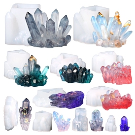 Crystal Cluster DIY Silicone Display Decoration Molds, Resin Casting Molds, for UV Resin & Epoxy Resin Craft Making