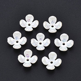 4 - capsules en plastique imitation perle, de couleur plaquée ab , fleur