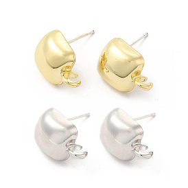 Alloy Square Stud Earring Findings, with Vertical Loop and 304 Stainless Steel Pins, Cadmium Free & Lead Free