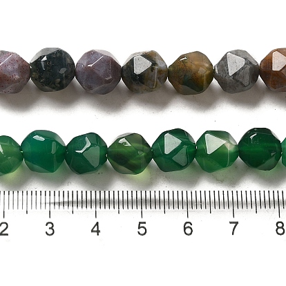 Natural Agate Beads Strands, Dyed, Faceted, Star Cut Round Beads