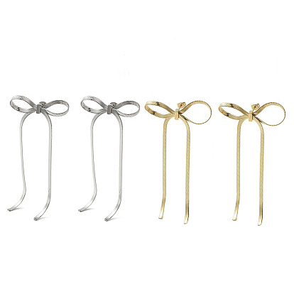 304 Stainless Steel Studs Earrings, Jewely for Women, Bowknot