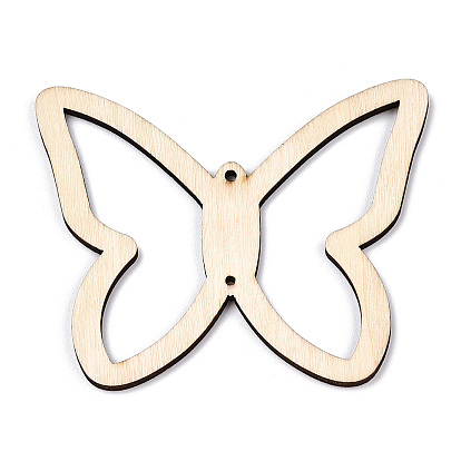 Unfinished Natural Poplar Wood Connector Charms, Laser Cut Wood Shapes, Hollow Butterfly Links