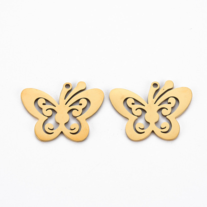 Ion Plating(IP) 201 Stainless Steel Pendants, Cut, Butterfly