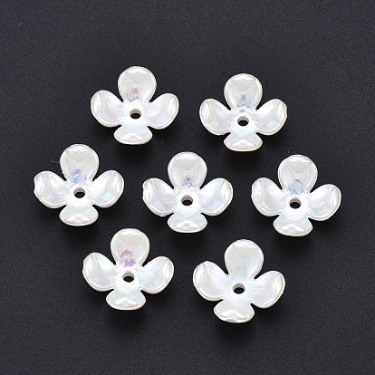 4 - capsules en plastique imitation perle, de couleur plaquée ab , fleur