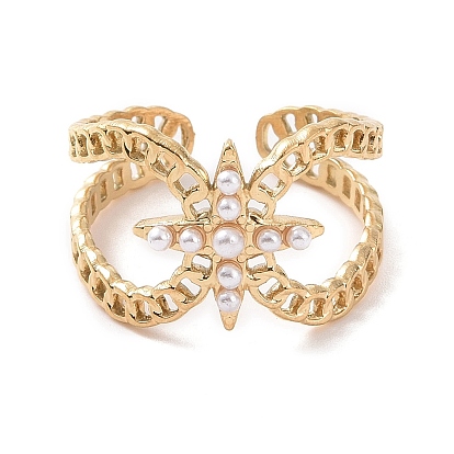 Пластиковое кольцо-манжета с имитацией жемчуга и звездой, украшения из титановой стали для женщин