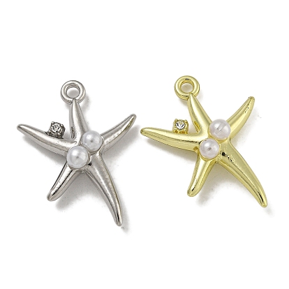 Подвески из сплава ABS с жемчугом, со стразами, без кадмия, без никеля и без свинца, морская звезда