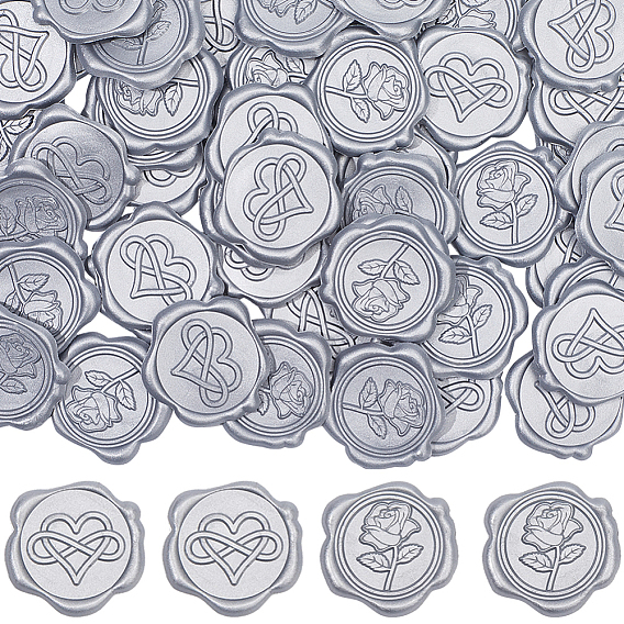 50шт 2 стили розы и сердца клейкие восковые наклейки печать, для запечатывания конвертов