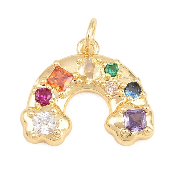 1подвески из латуни с микропаве из кубического циркония, радужные прелести, с целью перехода в кольце