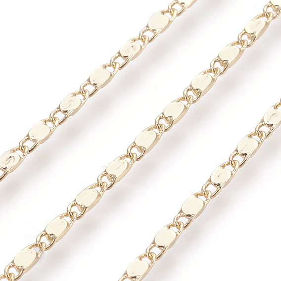 Brass Mariner Link Chains, Long-Lasting Plated, Soldered