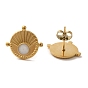 Ion Plating(IP) 304 Stainless Steel Flat Round Stud Earrings, with Enamel