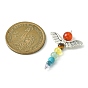Chakra Gemstone Pendants, with Wing Tibetan Style Alloy Beads, Angel Charm