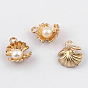 Alloy Charms, with Imitation Pearl, Shell Shape