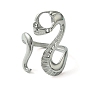 304 Stainless Steel Open Cuff Ring, Hollow Snake