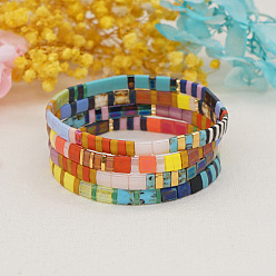 Bohemian Style Tila Beaded Rainbow Bracelet Handmade for Spring/Summer