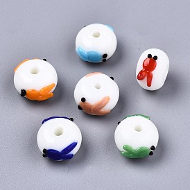 Handmade Bumpy Lampwork Beads, Abacus with Goldfish