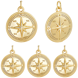 6 латунные подвески шт., с прыжковых колец, компас