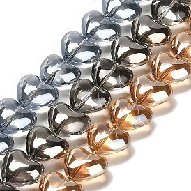 Electroplate Glass Beads Strands, Heart