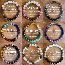 Bohemian Style Natural & Synthetic Mixed Gemstone Round Beaded Stretch Bracelets for Men