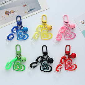 Colorful Acrylic Car Keychain Love Bell Keyring - Creative, Couple Bag Pendant