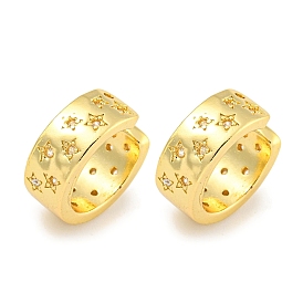 Brass Micro Pave Cubic Zirconia Cuff Earrings, Star