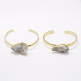 Браслеты из натуральной druzy хрустальной манжеты, с позолоченным нахождения латуни, капля