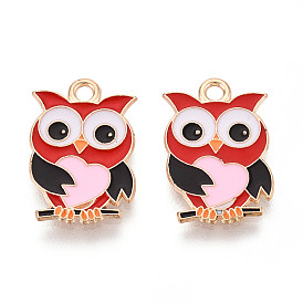 Подвески из эмали и сплава, очарование совы, золотой свет