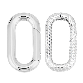 2 шт. 2 стили 925 кольца с пружинным затвором из стерлингового серебра, овальные, с печатью 925