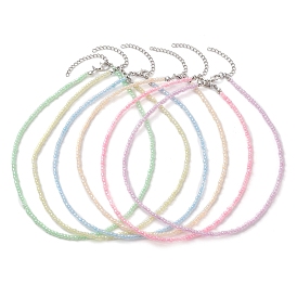 Colliers de perles de verre, avec 304 chaînes d'extrémités en acier inoxydable
