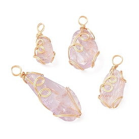 Raw Rough Natural Ametrine Copper Wire Wrapped Pendants, Nuggets Charms