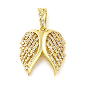 Brass Pendants with Cubic Zirconia, Electrophoretic Color Preservation, Wing Charms