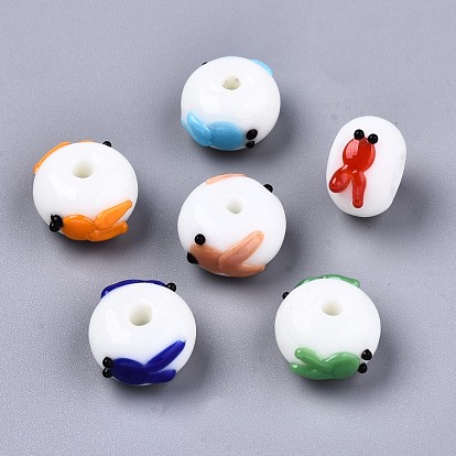Handmade Bumpy Lampwork Beads, Abacus with Goldfish
