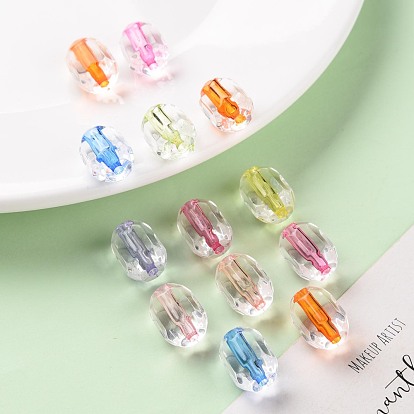 Transparent Acrylic Beads, Oval, Faceted