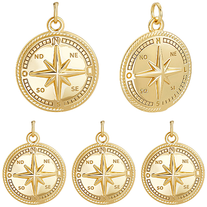6 латунные подвески шт., с прыжковых колец, компас