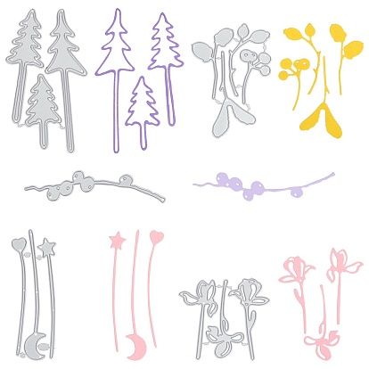 Plant Carbon Steel Cutting Dies Stencils, for DIY Scrapbooking/Photo Album, Decorative Embossing DIY Paper Card,
