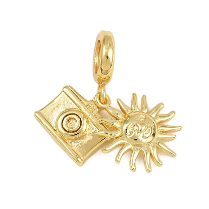 Латунные солнечные камеры европейские подвески-шармы, Подвески с большими отверстиями, стойки покрытие, долговечный, без кадмия и без свинца