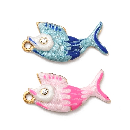 304 прелести нержавеющей стали, рыбы прелести, с эмалью и стразами, золотые