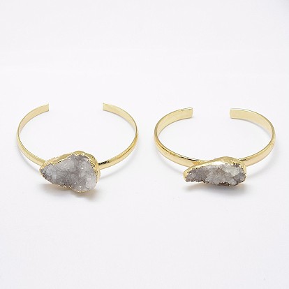 Браслеты из натуральной druzy хрустальной манжеты, с позолоченным нахождения латуни, капля
