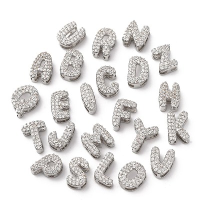 Латунные микро проложить кубического циркония бусы, буква аз, долговечный, стойки покрытие, без кадмия и без свинца