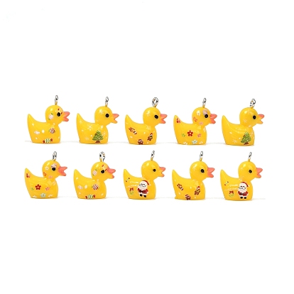 Рождественские подвески из непрозрачной смолы, утка, с железной платиной петлей