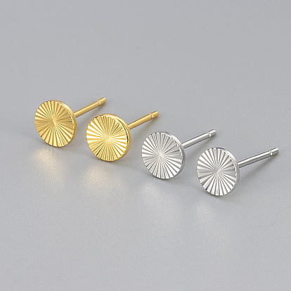 Латунь серьги, текстурированный плоский круглый