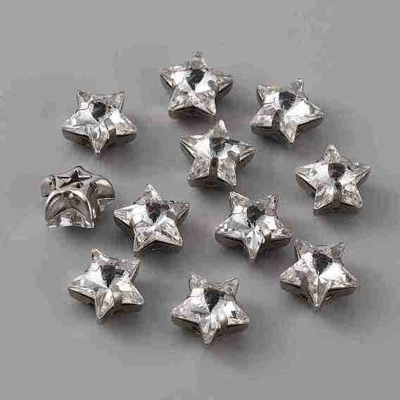 Nähen auf Rhinestone, Glas Strass, mit platinierten Krappenfassungen, Bekleidungszubehör, Stern