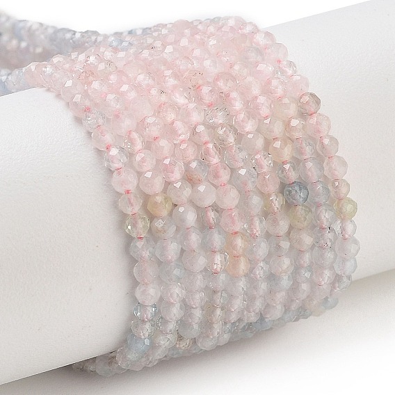 Природные морганит нитей бисера, класс АА, граненые, круглые