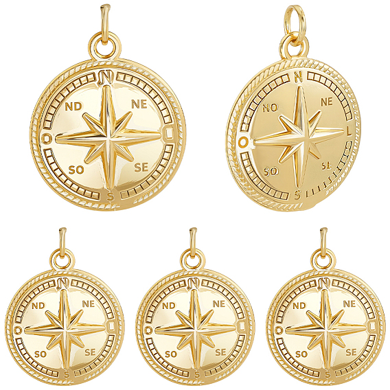 6 латунные подвески шт., с прыжковых колец, компас