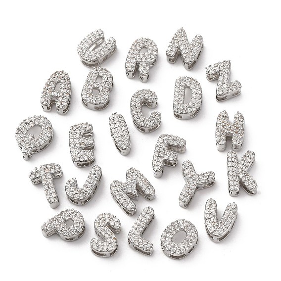 Латунные микро проложить кубического циркония бусы, буква аз, долговечный, стойки покрытие, без кадмия и без свинца